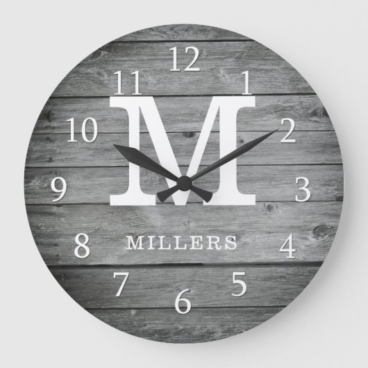 Monogrammed Wood Farmhouse Grote Klok (Voorkant)