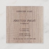 Monogrammed Wood Look Elegant Verstrekte Tekst Vierkante Visitekaartje (Achterkant)