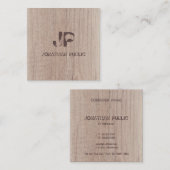 Monogrammed Wood Look Elegant Verstrekte Tekst Vierkante Visitekaartje (Voorkant / Achterkant)
