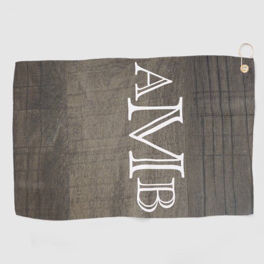 Monogrammed Wood-Look Golfhanddoek (Horizontaal)