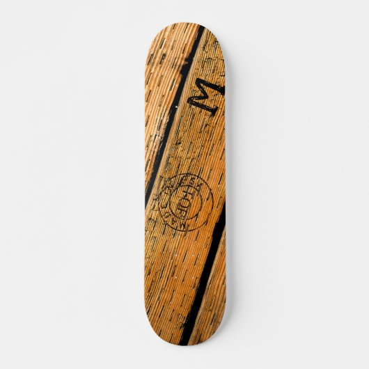 Monogrammed Wood Planks Stamped w "Made in USA" Persoonlijk Skateboard (Voorkant)