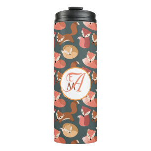 Monogrammed Woodland Fox Fall Colors Autumn Thermosbeker