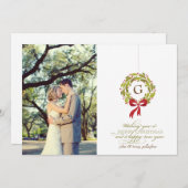 Monogrammed Wreath - Holiday-fotokaart Feestdagenkaart (Voorkant / Achterkant)