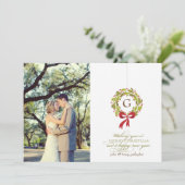 Monogrammed Wreath - Holiday-fotokaart Feestdagenkaart (Staand voorkant)