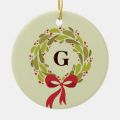 Monogrammed Wreath - Onze eerste kerst Keramisch Ornament (Voorkant)
