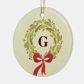 Monogrammed Wreath - Onze eerste kerst Keramisch Ornament (Links)
