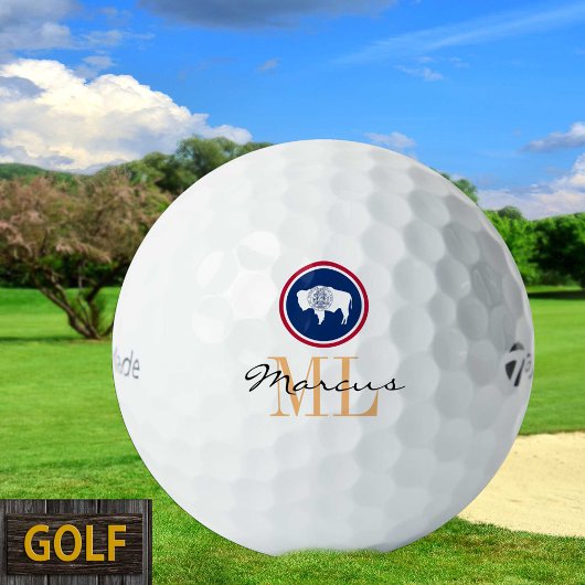 Monogrammed Wyoming Flag & Wyoming, Verenigde Stat Golfballen