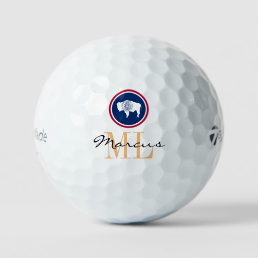 Monogrammed Wyoming Flag & Wyoming, Verenigde Stat Golfballen (Voorkant)