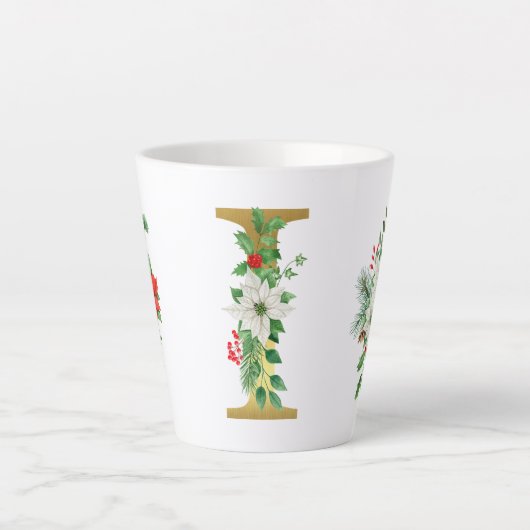 Monogrammed Xmas Latte Mok-Gouden Letter Latte Mok (Voorkant)