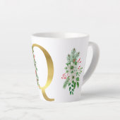 Monogrammed Xmas Latte Mok-Gouden Letter Latte Mok (Rechterhoek)