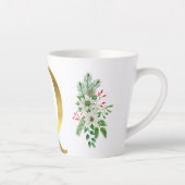 Monogrammed Xmas Latte Mok-Gouden Letter Latte Mok (Rechts)