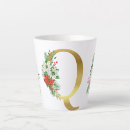 Monogrammed Xmas Latte Mok-Gouden Letter Latte Mok