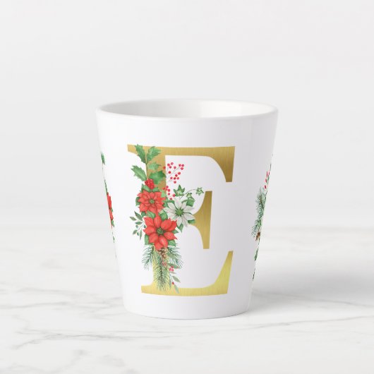 Monogrammed Xmas Latte Mok-Gouden Letter Latte Mok (Voorkant)