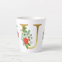 Monogrammed Xmas Latte Mok-Gouden Letter Latte Mok