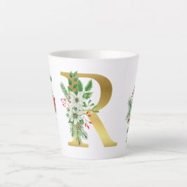 Monogrammed Xmas Latte Mok-Gouden Letter Latte Mok
