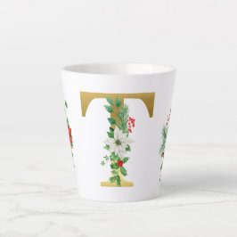 Monogrammed Xmas Latte Mok-Gouden Letter Latte Mok