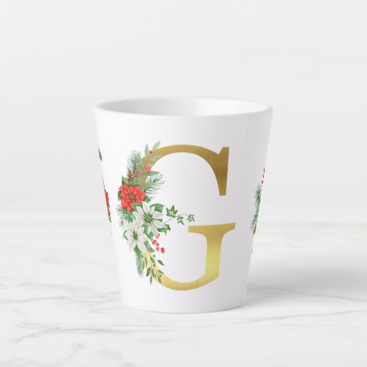 Monogrammed Xmas Latte Mok- Gouden letter Latte Mok (Voorkant)
