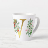 Monogrammed Xmas Latte Mok-Gouden Letter Latte Mok (Rechterhoek)