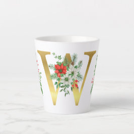 Monogrammed Xmas Latte Mok-Gouden Letter Latte Mok
