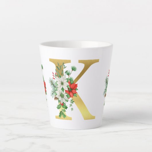 Monogrammed Xmas Latte Mok-Gouden Letter Latte Mok (Voorkant)
