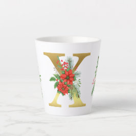 Monogrammed Xmas Latte Mok- Gouden letter Latte Mok