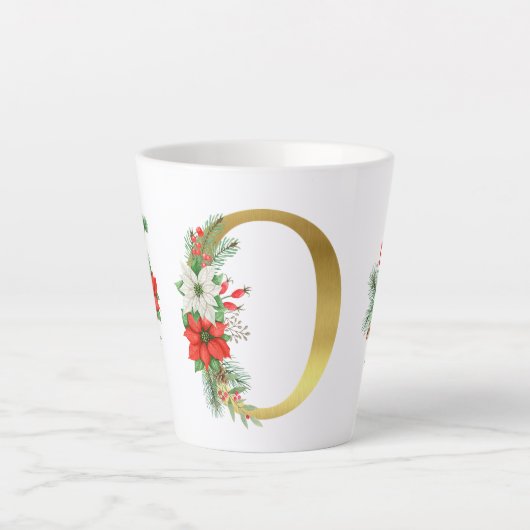 Monogrammed Xmas Latte Mok-Gouden Letter Latte Mok (Voorkant)