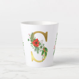 Monogrammed Xmas Latte Mok-Gouden Letter Latte Mok