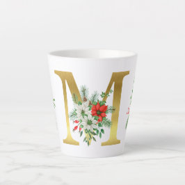 Monogrammed Xmas Latte Mok-Gouden Letter Latte Mok