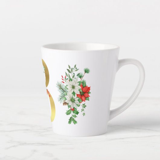 Monogrammed Xmas Latte Mok- Gouden letter Latte Mok (Rechts)