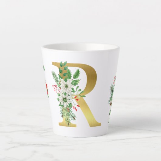 Monogrammed Xmas Latte Mok-Gouden Letter Mok (Voorkant)