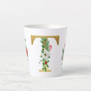 Monogrammed Xmas Latte Mok-Gouden Letter Mok