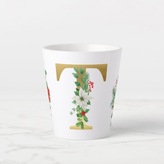 Monogrammed Xmas Latte Mok-Gouden Letter Mok (Voorkant)