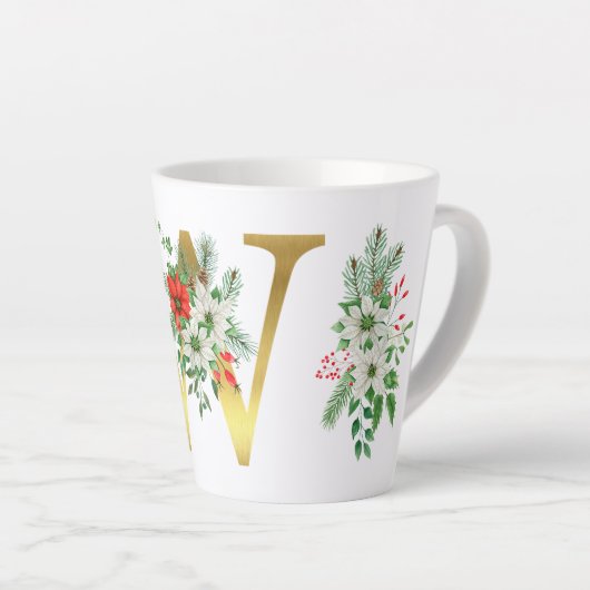 Monogrammed Xmas Latte Mok-Gouden Letter Mok (Rechterhoek)