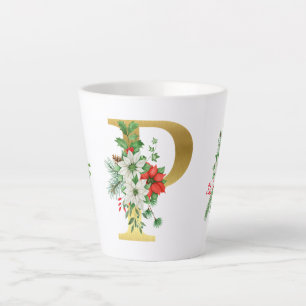Monogrammed Xmas Latte Mok-Gouden Letter Mok
