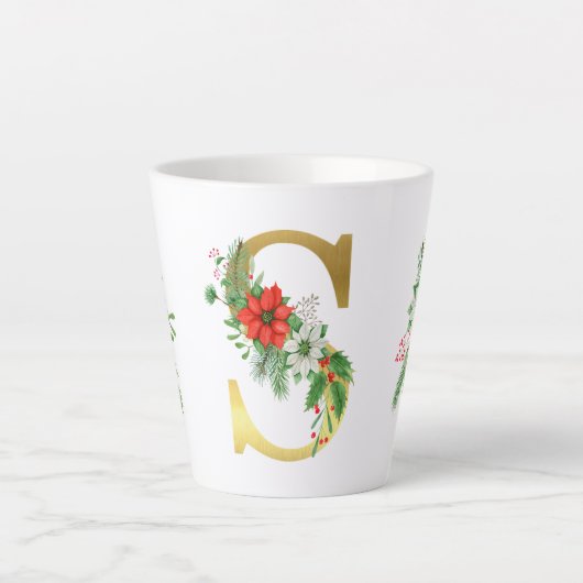Monogrammed Xmas Latte Mok-Gouden Letter Mok (Voorkant)