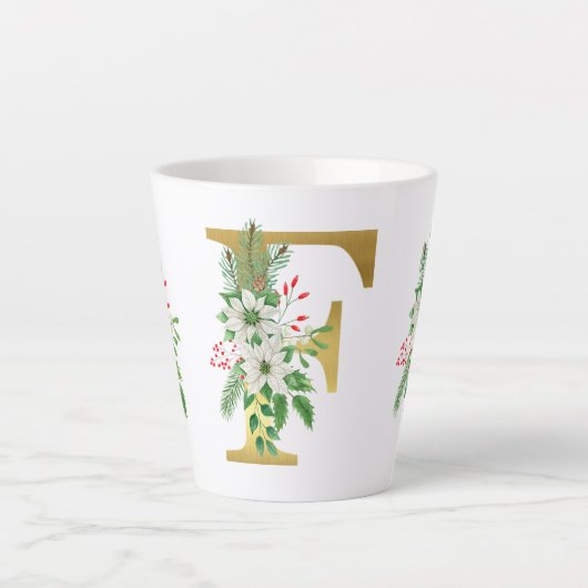 Monogrammed Xmas Latte Mok-Gouden Letter Mok (Voorkant)