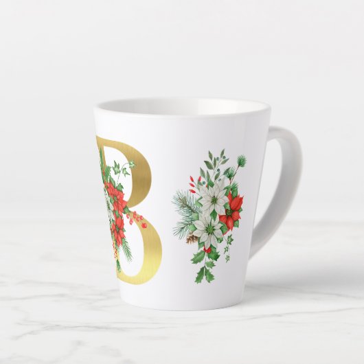 Monogrammed Xmas Latte Mok- Gouden letter Mok (Rechterhoek)