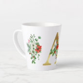 Monogrammed Xmas Latte Mug – Elegant Gold Letter Mok (Linkerhoek)