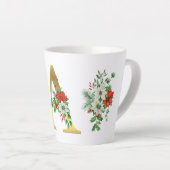 Monogrammed Xmas Latte Mug – Elegant Gold Letter Mok (Rechterhoek)