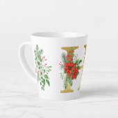 Monogrammed Xmas Latte Mug-Gold Letter Latte Mok (Linkerhoek)