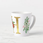 Monogrammed Xmas Latte Mug-Gold Letter Latte Mok (Rechterhoek)