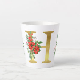 Monogrammed Xmas Latte Mug-Gold Letter Latte Mok