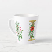 Monogrammed Xmas Latte Mug-Gold Letter Mok (Linkerhoek)