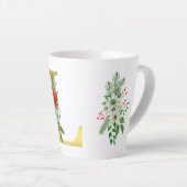 Monogrammed Xmas Latte Mug-Gold Letter Mok (Rechterhoek)