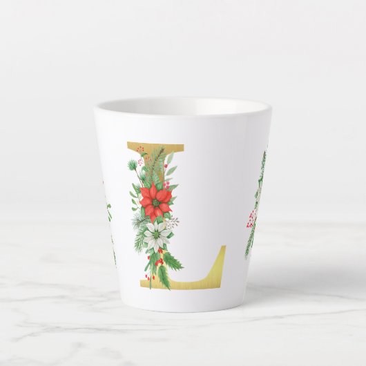 Monogrammed Xmas Latte Mug-Gold Letter Mok (Voorkant)