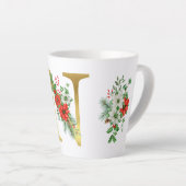 Monogrammed Xmas Latte Mug-Gold Letter Mok (Rechterhoek)