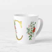 Monogrammed Xmas Latte Mug-Gold Letter Mok (Rechterhoek)