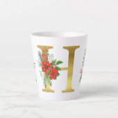 Monogrammed Xmas Latte Mug-Gold Letter Mok (Voorkant)