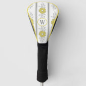 Monogrammed Yellow and Grey Floral Golfheadcover (Voorkant)