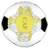 Monogrammed Yellow and Grey Floral Voetbal (Gedraaid)